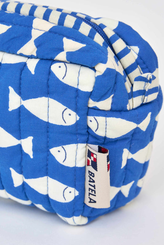 Petite trousse marine en coton imprimé poissons