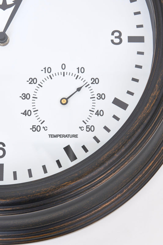 Reloj de pared con termómetro y detalle de ancla
