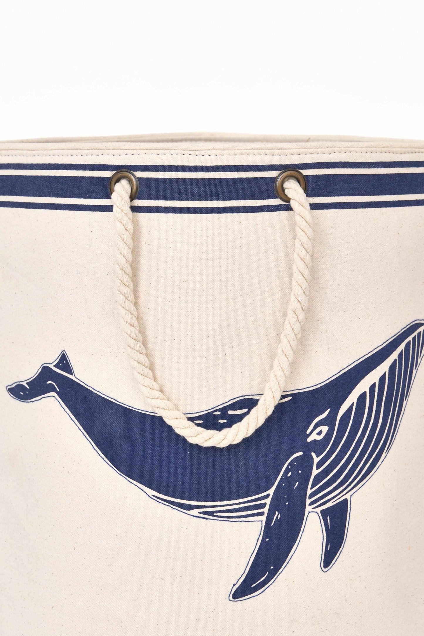 Nautical laundry bag with whale