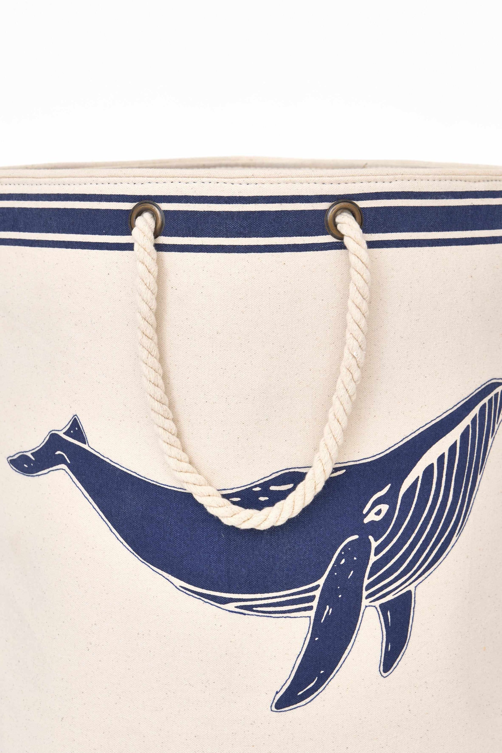 Nautical laundry bag with whale