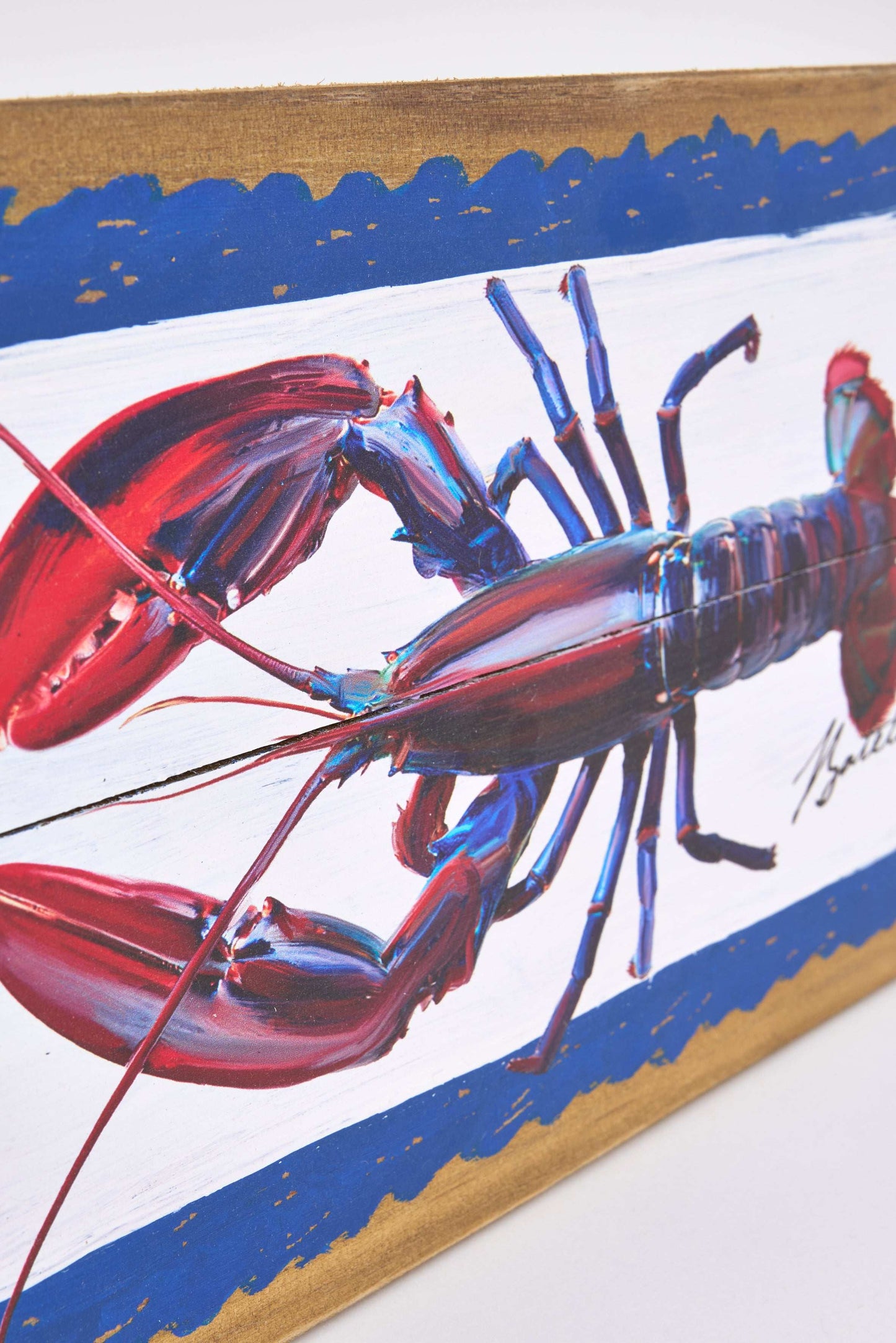 Wooden nautical picture with lobster