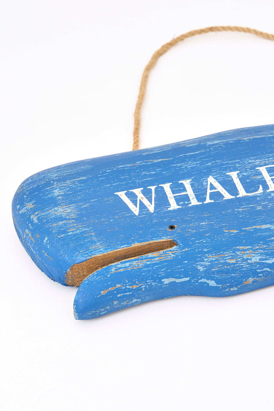 Wooden whale pendant with rope