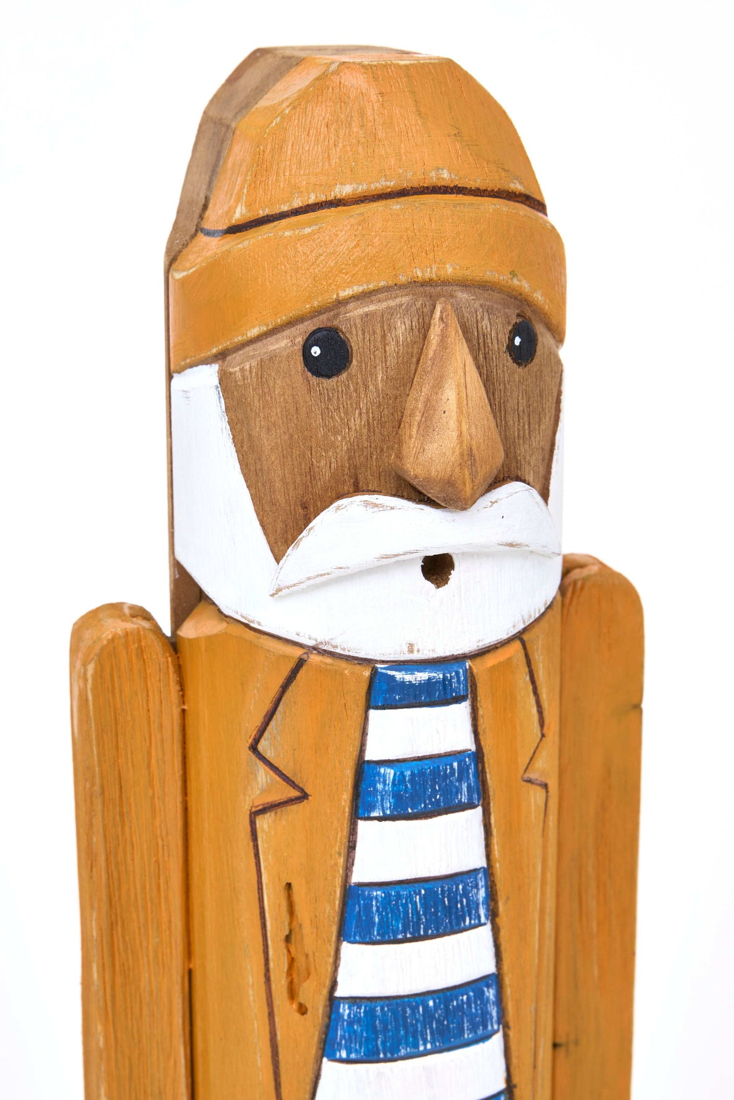 Marinero decorativo de madera con chubasquero