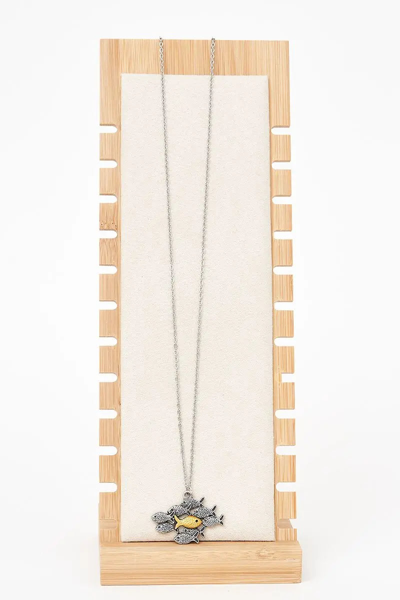 Sustainable alloy necklace with various fish pendants