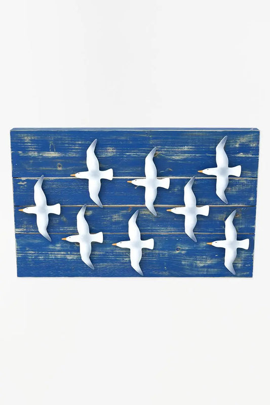 Wooden box with white birds - D2270