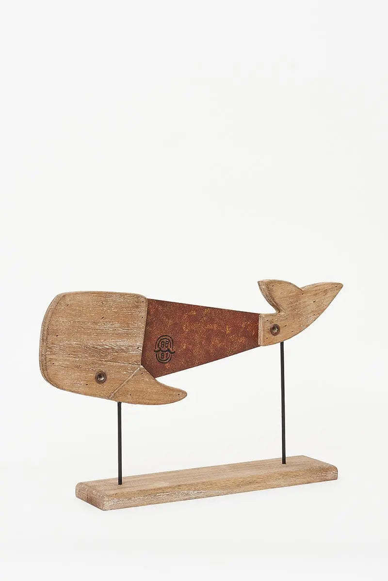 Ballena decorativa de madera y metal estilo náutico Batela