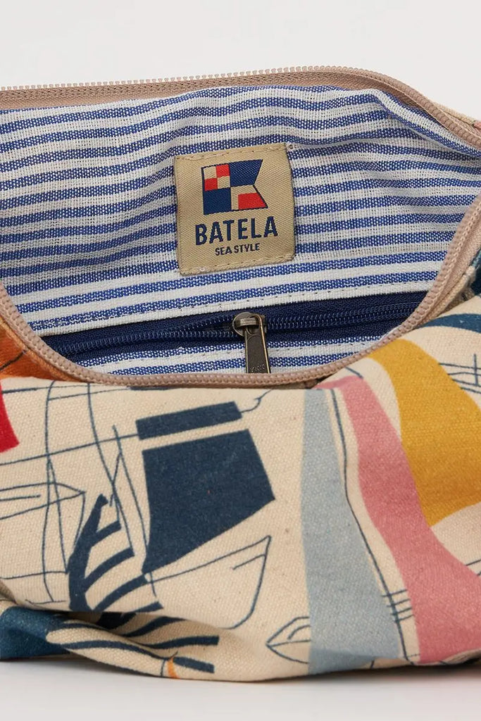 Bolso mediano con dibujos veleros multicolor