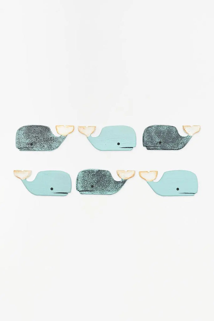 Set de 6 Imanes de madera con forma de ballena Batela