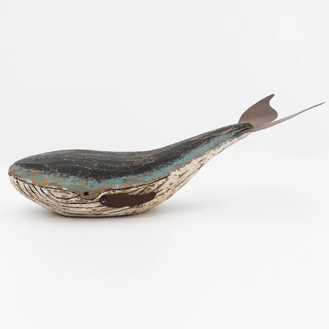 Aged wood and metal whale | Batela