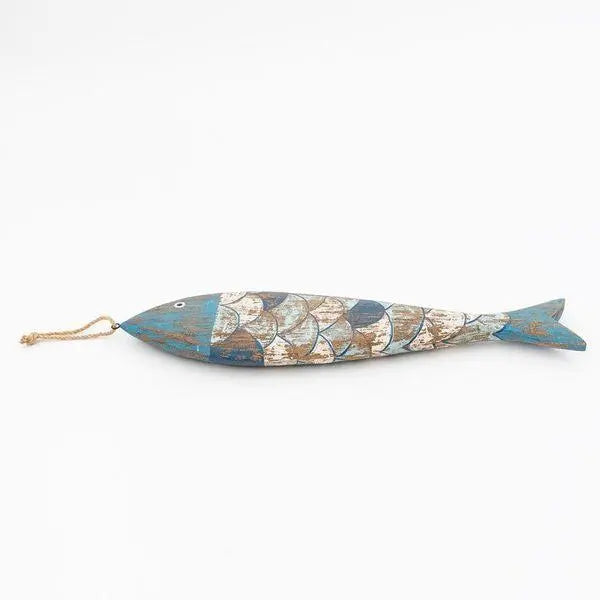 Colgante pez de madera tonos azules - D2029 Batela