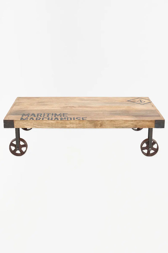 Mesa baja de madera con ruedas - D1194 Batela