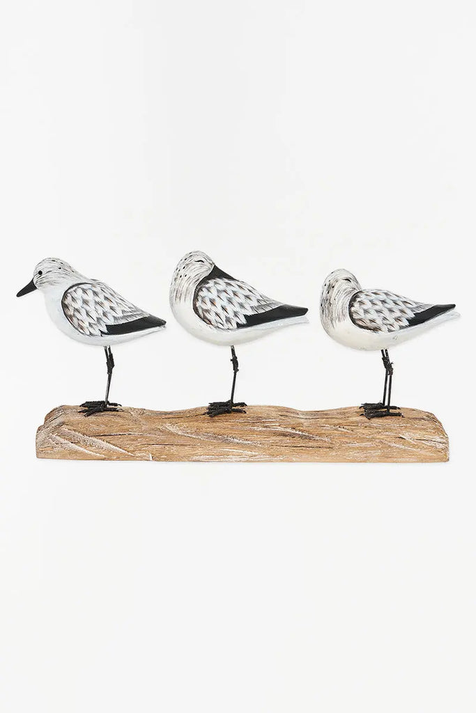 Tres pájaros sobre una base de madera envejecida - D2258 Batela