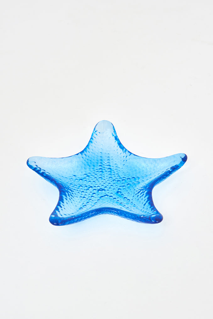 Bandeja estrella de mar azul de cristal pequeña 