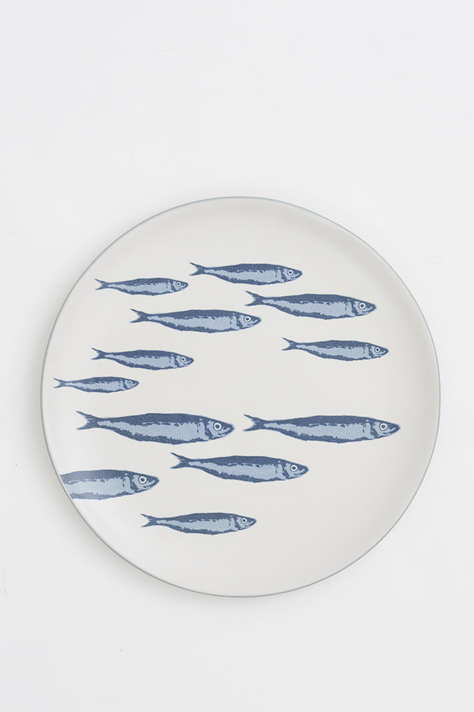 Plato de cerámica grande banco de peces