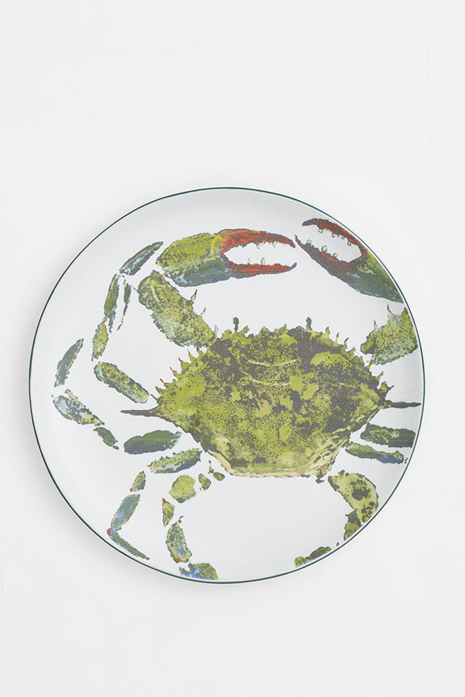 Plato de cerámica grande con cangrejo