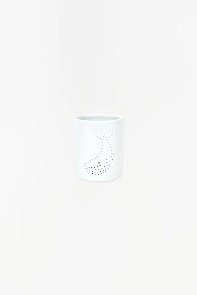 Portavelas de cerámica blanca con ballena - D7299 Batela