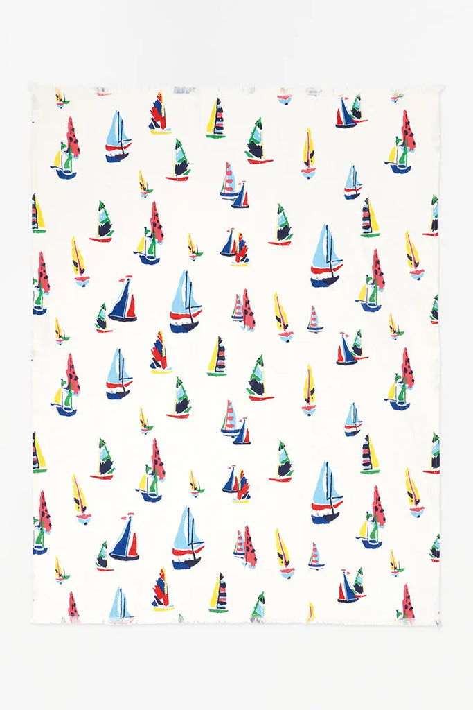 Manta de algodón con veleros de colores - D7348 Batela