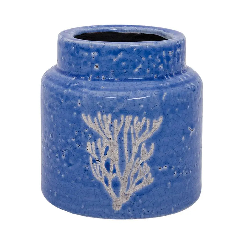 Jarrón azul de cerámica craquelada - D7021 Decoración Náutica Batela