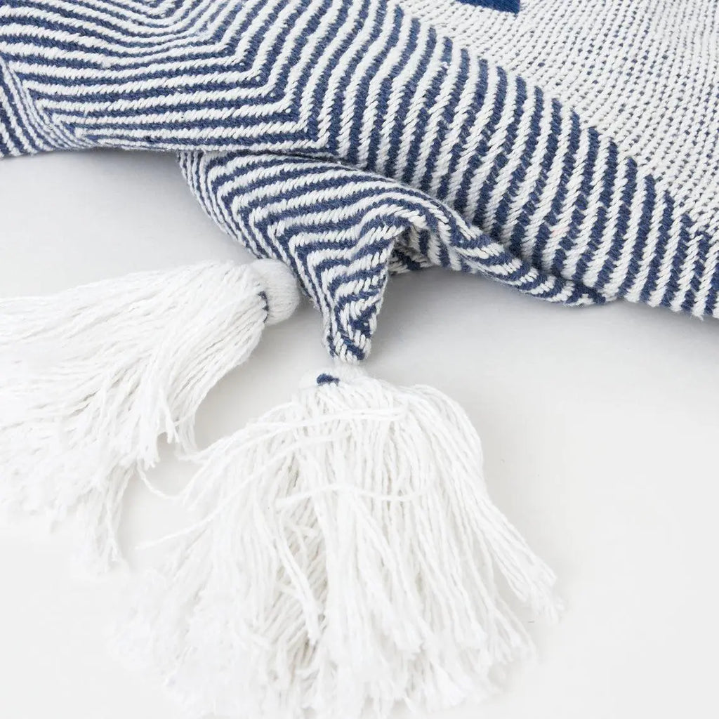 Manta de algodón en tonos blancos y azules 2 - D7347 Batela