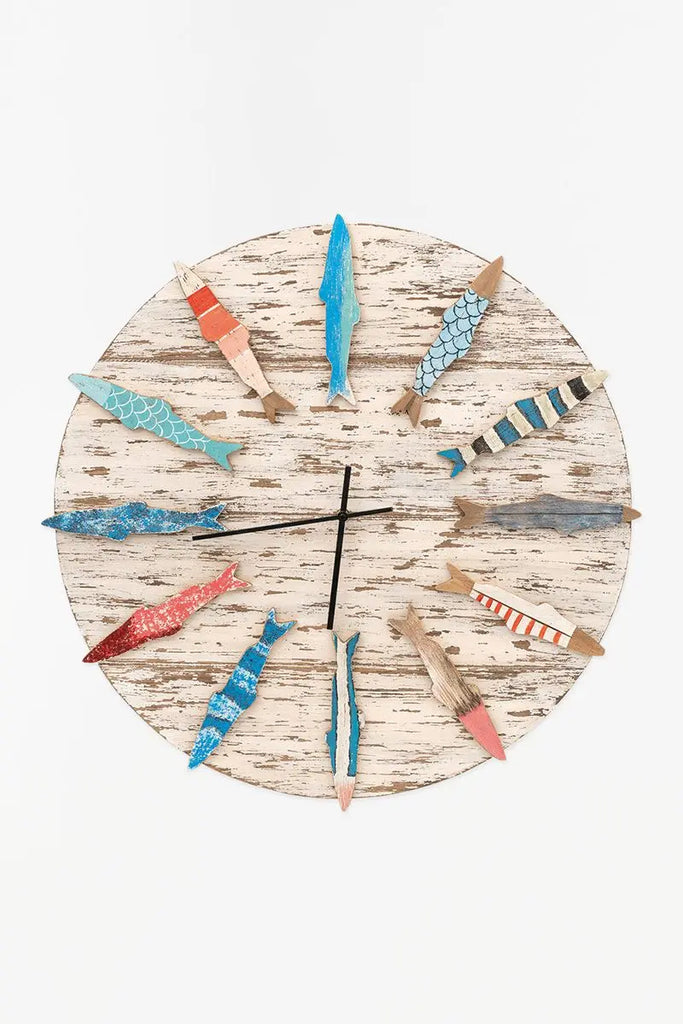 Reloj de madera envejecida peces - D2026 Batela