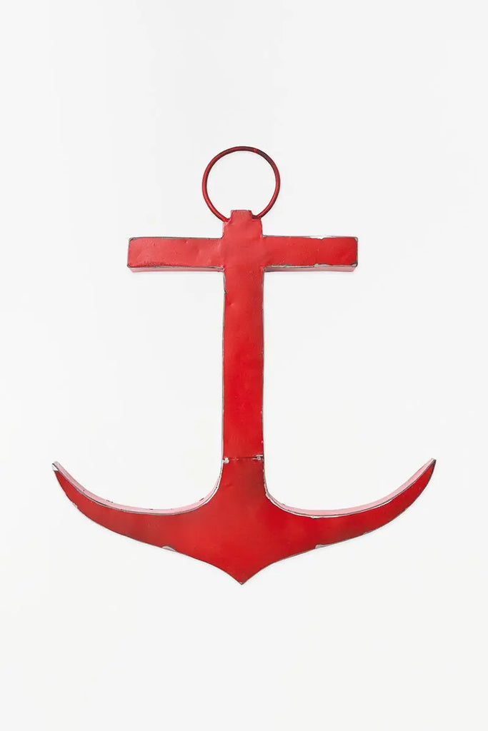 Large red recycled metal anchor